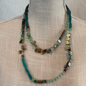 Green Goddess Mother of Pearl and Acrylic Bead Necklace